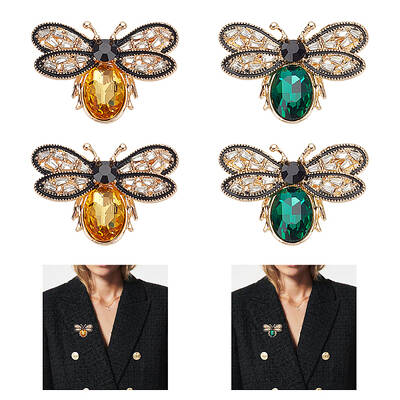 4Pcs 2 Colors Bee Rhinestones Pin