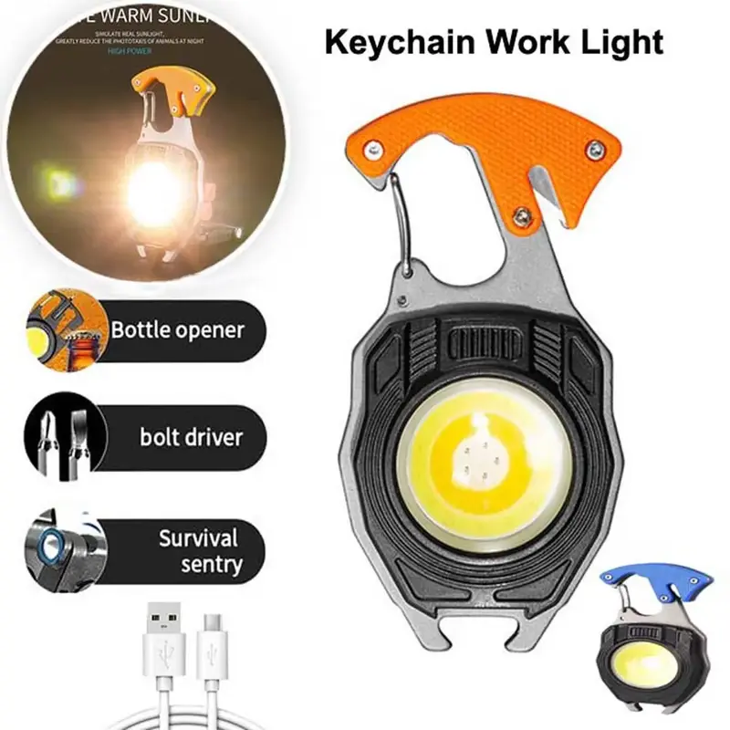 Type-C Charging Home Magnetic Emergency Light Home USE Mini Flashlight Work Light Strong Key Chain Light
