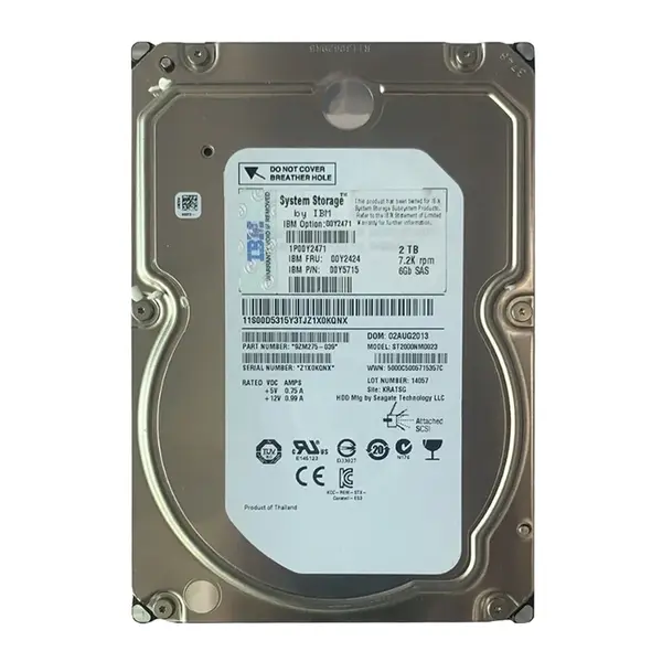 00Y2424 IBM 2TB 6Gb/s SAS 7200 3.5-inch 64MB Hard Drive