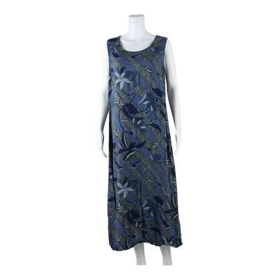 Womens Shift Dress Blue Floral Sleeveless Long 2XL