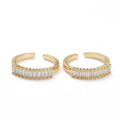 Brass Micro Pave Clear Cubic Zirconia Cuff Rings
