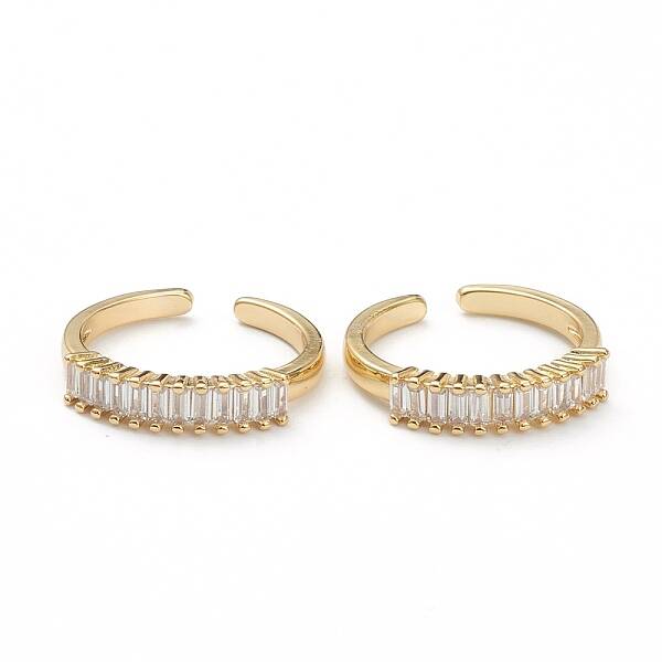 Brass Micro Pave Clear Cubic Zirconia Cuff Rings