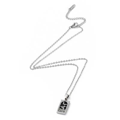 Rhinestone Tarot Card Pendant Necklace with Enamel