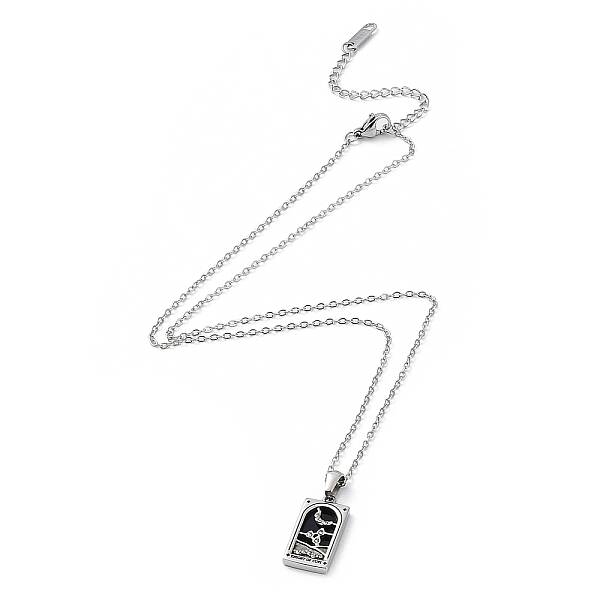Rhinestone Tarot Card Pendant Necklace with Enamel