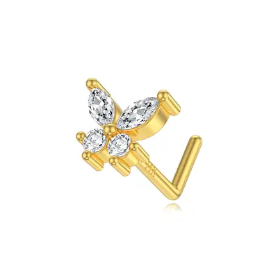 14K Gold Moissanite Butterfly Nose Ring