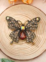 Vintage Butterfly Design Brooch, Rhinestone Decor Clothes Brooch, Fashion Accessories for Women & Girls, Trendy All-match & E...