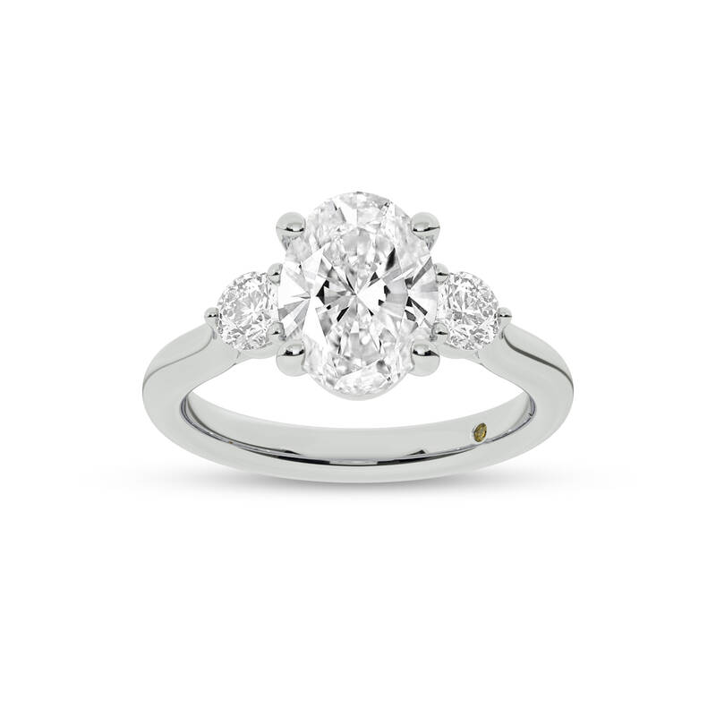 Aevum Classic Three Stone Oval Lab Grown Diamond Engagement Ring | 10K White Gold 2 CT. TW.
