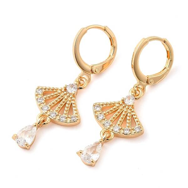 Rack Plating Golden Brass Dangle Leverback Earrings