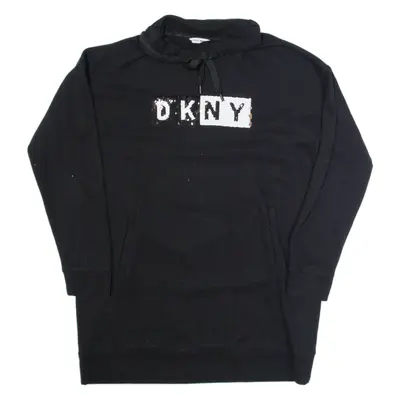 DKNY Womens Jumper Dress Black Long Sleeve Knee Length XL