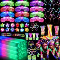142 Pieces Light Up Party Set: 12 Pieces Foam Light Up Sticks, 12 Pieces LED Glasses, 100 Pieces Light Up Sticks, 12 Pieces F...