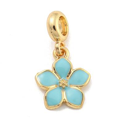 Rack Plating Alloy Enamel Flower European Dangle Charms