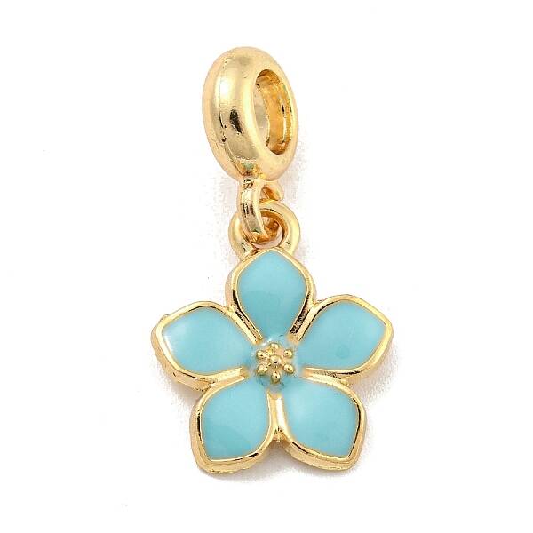 Rack Plating Alloy Enamel Flower European Dangle Charms