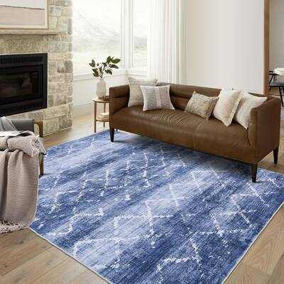 Garvee Area Rug Washable Rugs for Living Room Modern Abstract Lines Area Rug for Bedroom Contemporary Distressed Geometric Of...