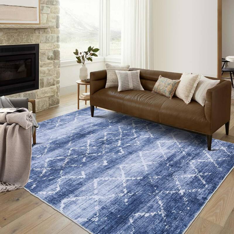 Garvee Area Rug Washable Rugs for Living Room Modern Abstract Lines Area Rug for Bedroom Contemporary Distressed Geometric Of...