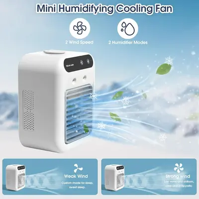2-Speed Mist Fan with 1800mAh Battery | Mini Air Cooler for Travel, Office & Home – Instant Cooling, Portable Comfort, Quie...