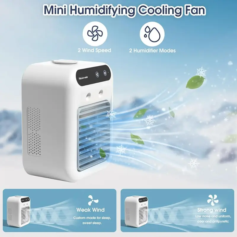 2-Speed Mist Fan with 1800mAh Battery | Mini Air Cooler for Travel, Office & Home – Instant Cooling, Portable Comfort, Quie...