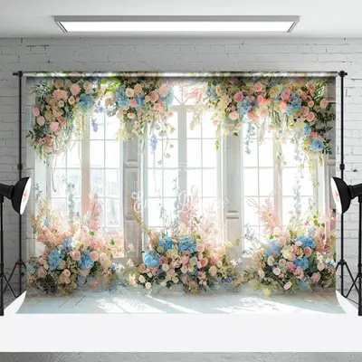 Spring Colorful Floral Window Backdrop For Wedding