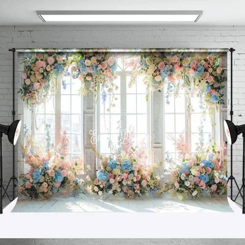 Spring Colorful Floral Window Backdrop For Wedding