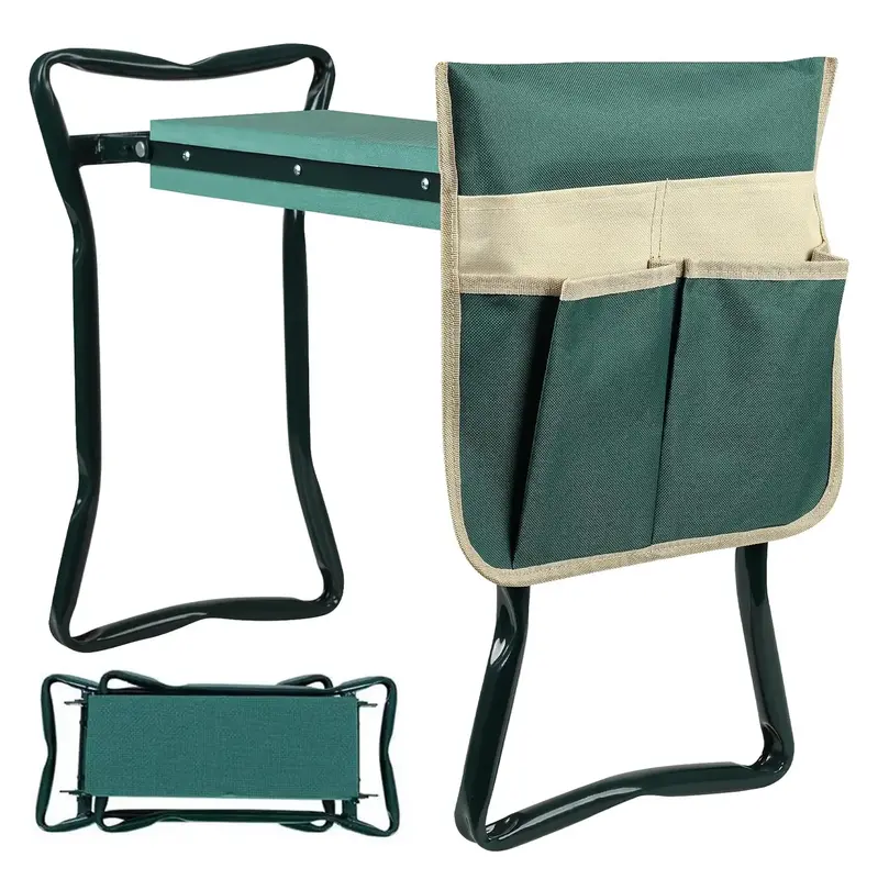Upgraded Bench Kneeler and Seat with Eva Wide Soft Kneeling Pad, Garden Heavy Duty Foldable Stool with 1 Tool Pouches, Outdoo...