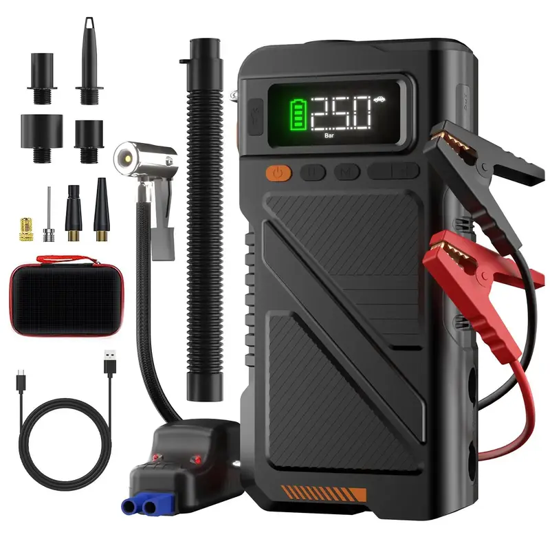 7000A  Car Jump Starter with AirCompressor, 150PSl JumpStarter Battery Pack (10.0L Gas/9.0LDiesel) Tire Inflator, 12V CarBatt...