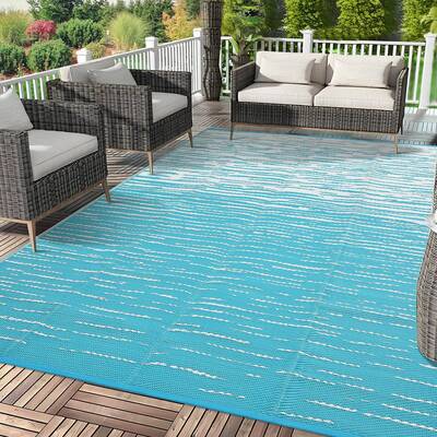 Garvee Waterproof Reversible Outdoor Rug - UV Resistant Plastic Straw Patio Mat, Modern Abstract Design for Camping, RV, Deck...