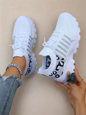 Women's Fashion Leopard Print Lace Up Low Top Sneakers, Casual Comfortable Sporty Running Shoes, Female All-match Round Toe T...