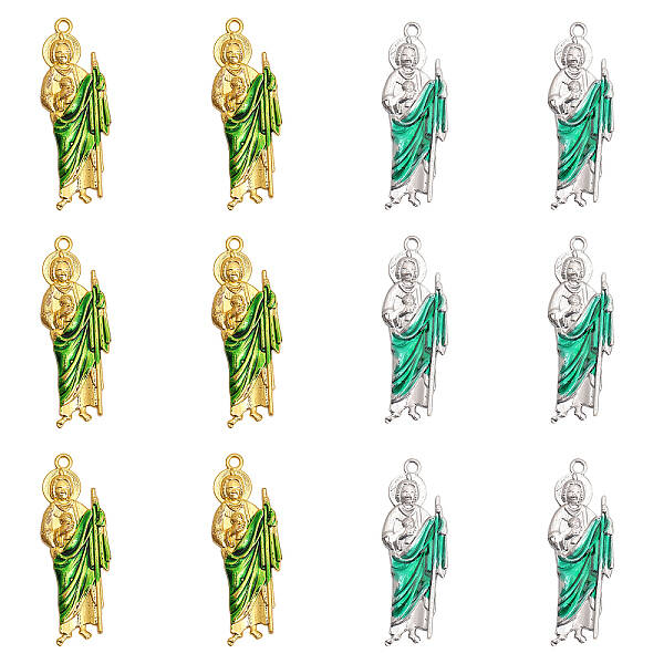 12Pcs 2 Colors Alloy Enamel Big Pendants