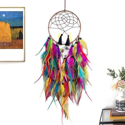 Woven Net/Web with Feather Pendant Decoration