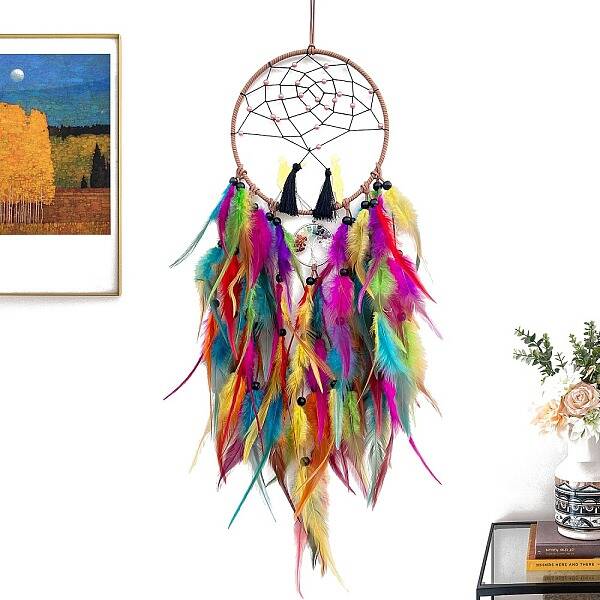 Woven Net/Web with Feather Pendant Decoration