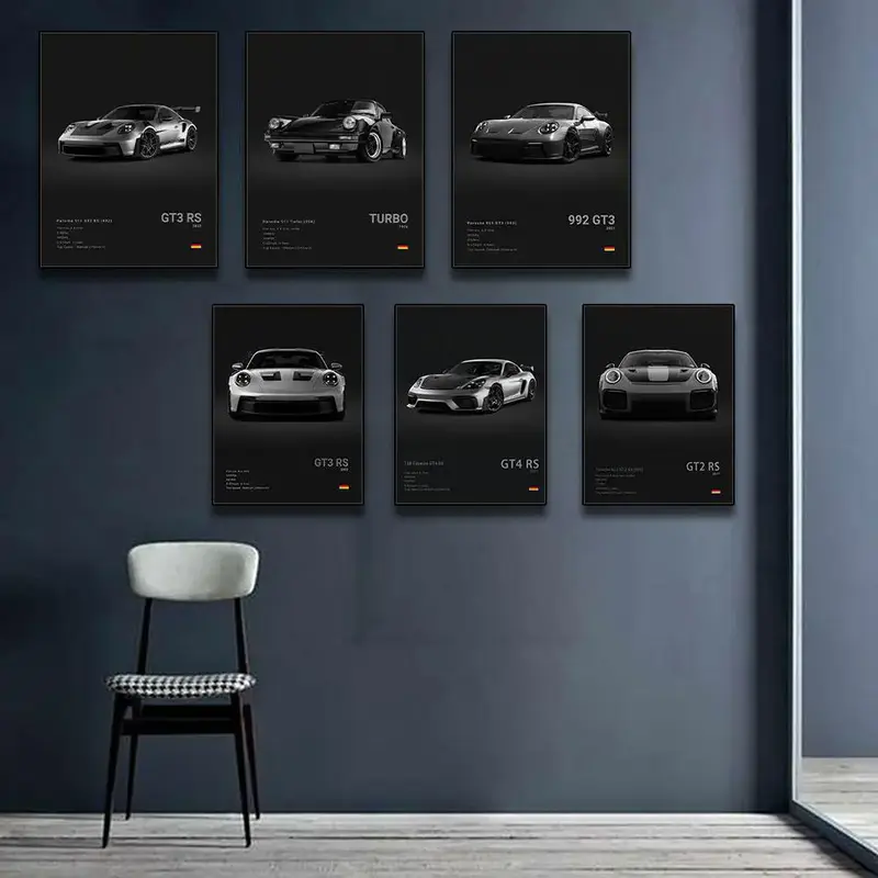 Sports Car Pattern Unframed Painting, 1 Count Modern Canvas Wall Art, Wall Decor for Home Living Room Bedroom Study Room, Hom...