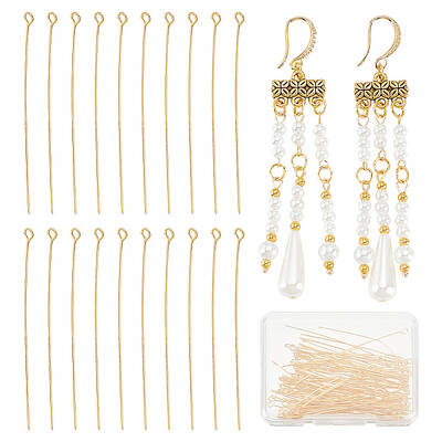 BENECREAT 100PCS Real 18K Gold Plated Eye Pins