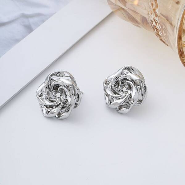 Hollow Rose Brass Stud Earrings