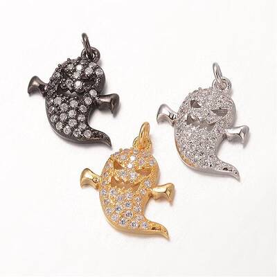 Halloween Brass Cubic Zirconia Pendants