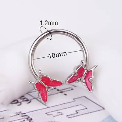316L Stainless Steel Micro Pave Cubic Zirconia Hoop Nose Rings