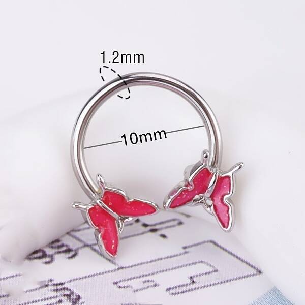 316L Stainless Steel Micro Pave Cubic Zirconia Hoop Nose Rings