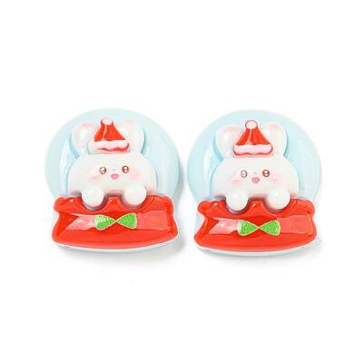 Christmas Rabbit Theme Opaque Resin Decoden Cabochons