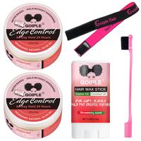 5 Count Edge Control Wax Set for Women - Non-Greasy Strong Hold, Smooth Edges, Strawberry Scented Hair Wax Stick Natural Hair...
