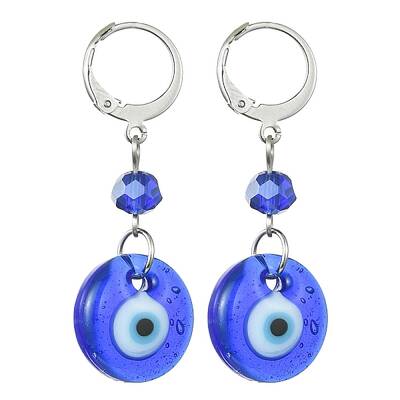 Evil Eye Glass Leverback Earrings