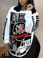 Women's Figure & Letter & Heart Print Long Sleeve Sweatshirt, Casual Round Neck Pullover for Daily Wear, Ladies 90s Clothes f...