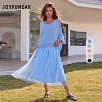 Joyfunear Women's Solid Color Knit Top & Dress Two piece Set Elegant Fashion Casual dress Set for Daily Outdoor Wear women Su...