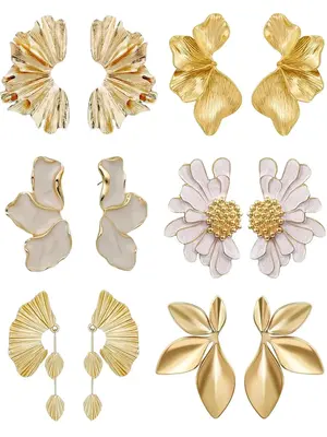 Flower Stud Earrings Set, Fashion Jewelry Accessories for Women & Girls, Trendy All-match & Exquisite Jewelry for Birthday Gi...