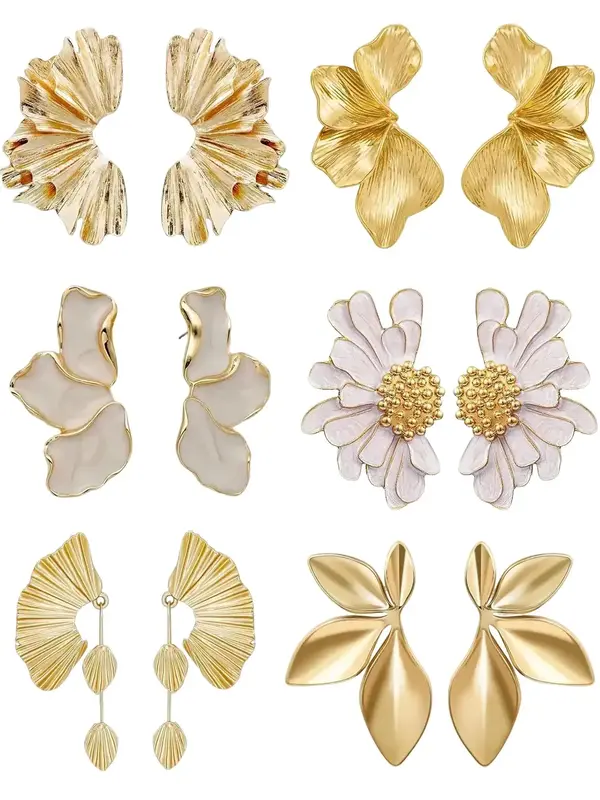 Flower Stud Earrings Set, Fashion Jewelry Accessories for Women & Girls, Trendy All-match & Exquisite Jewelry for Birthday Gi...