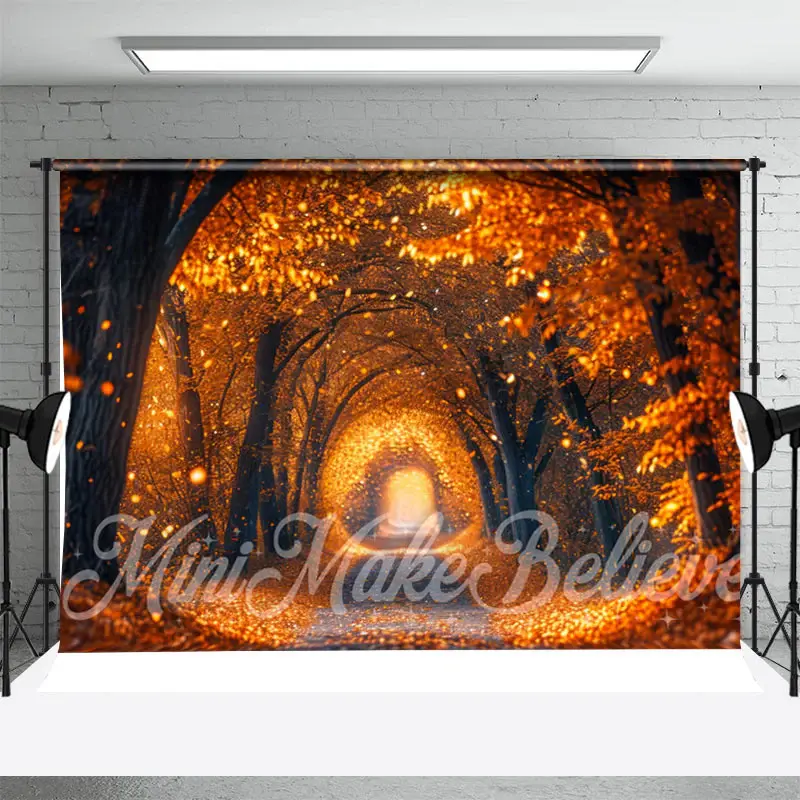 Orange Leaves Sunshine Street Autumn Photo Backdrop - Aperturee