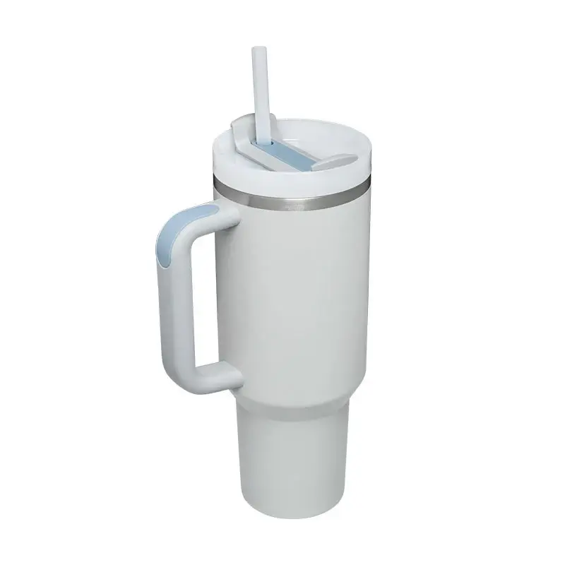 40 Oz Tumbler With Handle Straw Insulated, Stainless Steel Spill Proof Vacuum Coffee Cup Tumbler With Lid Tapered Mug Gifts F...