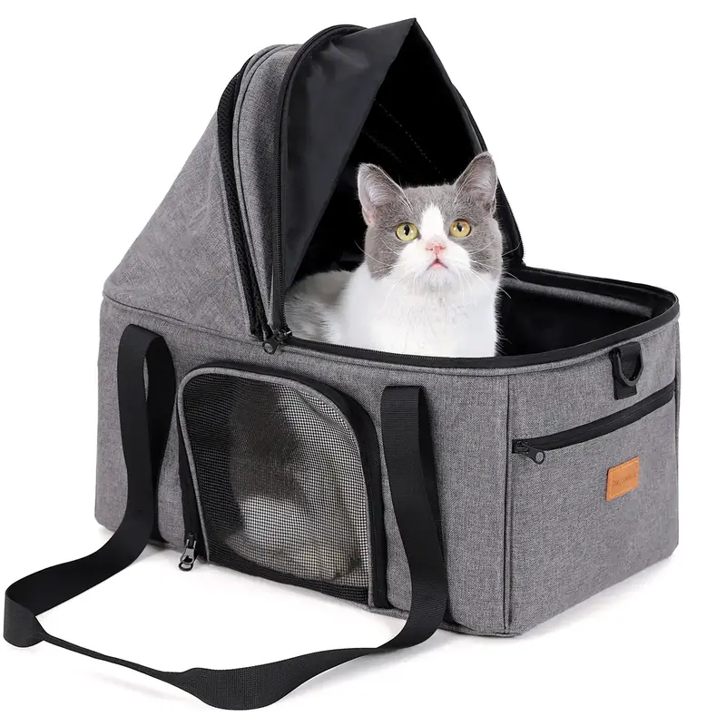 BurgeonNest Cat Carrier for 2 Cats,Soft Sided Large Pet Carrier for Large Cat 20 lbs, Small Dog Carrier, Collapsible Cat Trav...