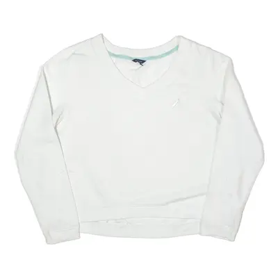 NAUTICA Sweatshirt White V-Neck Womens M
