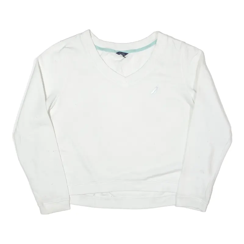 NAUTICA Sweatshirt White V-Neck Womens M