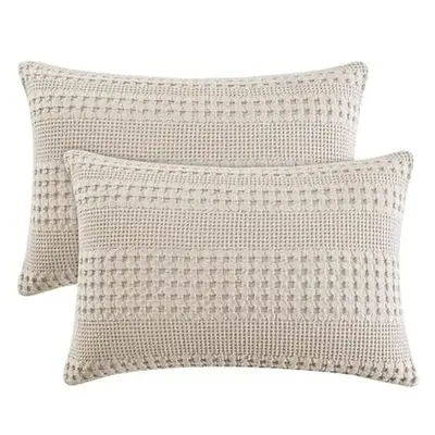 [Halloween Decorations]PHF 100% Cotton Waffle Pillow Shams, Soft Skin-Friendly Pillowcases, No Filling, Aesthetic Woven and B...