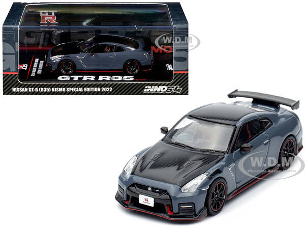 2022 Nissan GT-R (R35) Nismo Special Edition RHD (Right Hand Drive) Stealth Gray with Carbon Top and Hood 1/64 Diecast Model ...