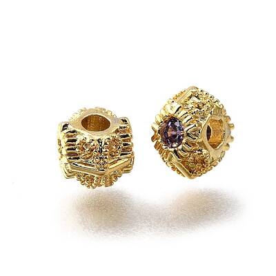 Brass Micro Pave Clear Cubic Beads